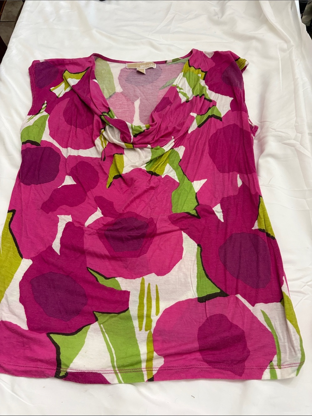 MICHAEL Michael Kors Fuchsia Floral Cowl Neck Tank